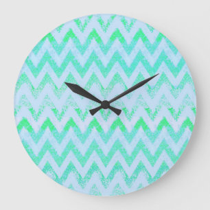 mint chevron clock