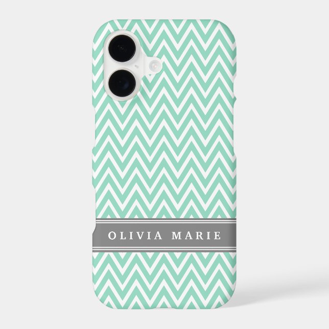 Mint Chevron Grey Name Template (Back)