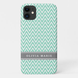 Mint Chevron Grey Name Template Case-Mate iPhone Case