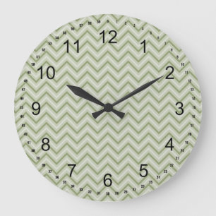 Mint Chevron Large Clock