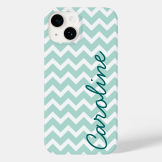 Mint Chevron Monogram Case-Mate iPhone 14 Case