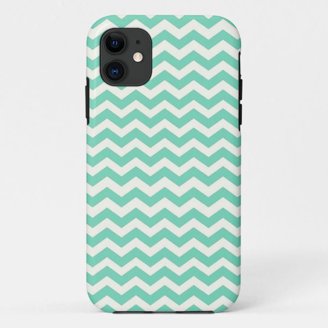 Mint Chevron Stripes Case-Mate iPhone Case (Back)