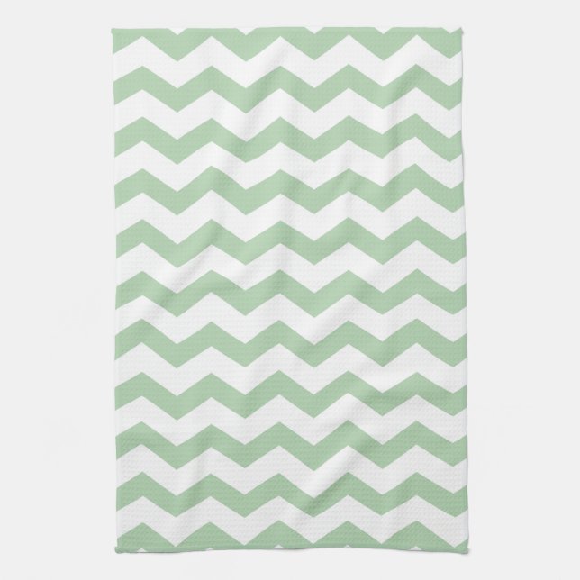 Mint Chevron Stripes Tea Towel (Vertical)