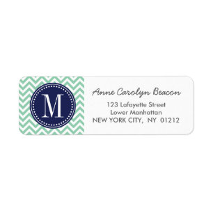 Mint Chevron Zigzag Personalised Monogram