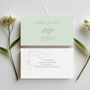 Mint Chic Minimalist Floral Business Card