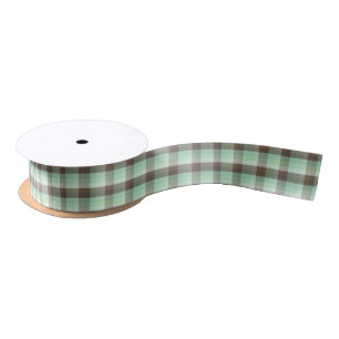 Mint Chocolate Chip Colour Block Plaid Stripes  Satin Ribbon