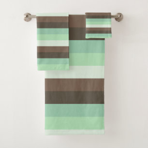 Mint Chocolate Chip Colour Block Stripes  Bath Towel Set