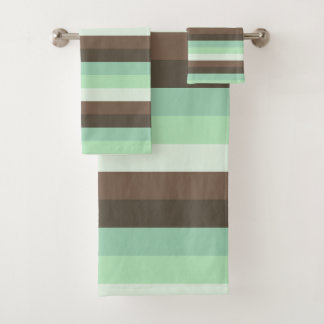 Mint Chocolate Chip Colour Block Stripes  Bath Towel Set