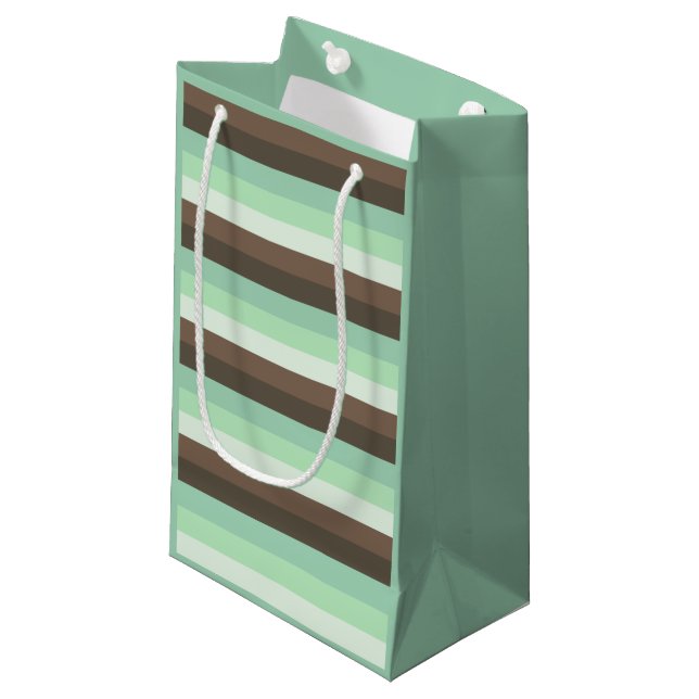 Mint Chocolate Chip Colour Block Stripes  Small Gift Bag (Front Angled)