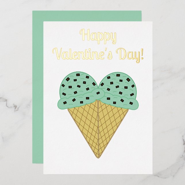 Mint Chocolate Chip Ice Cream Heart Valentine (Front/Back)