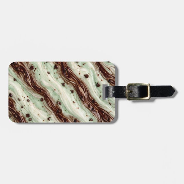 Mint Chocolate Chip Milkshake Marble Design Luggage Tag (Front Horizontal)