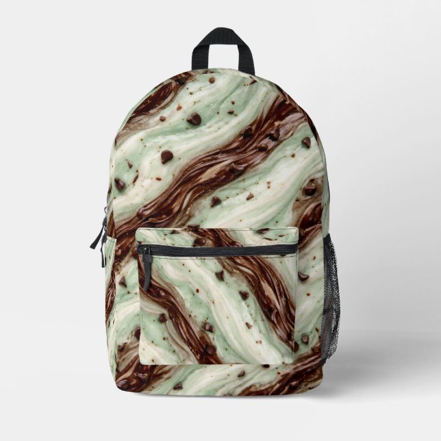 Mint Chocolate Chip Milkshake Marble Design Printed Backpack (Front)