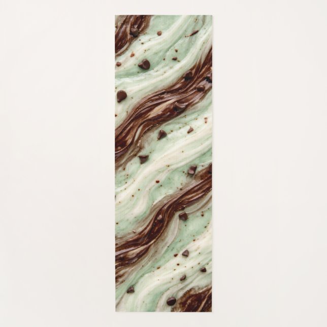 Mint Chocolate Chip Milkshake Marble Design Yoga Mat (Front)