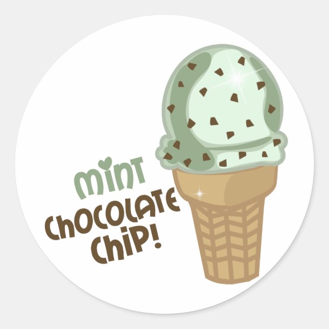 Mint Chocolate Chip with text Classic Round Sticker (Front)