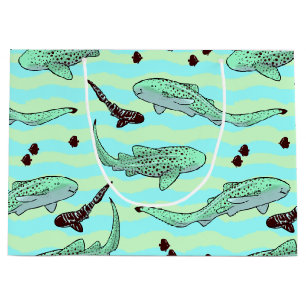 Mint Chocolate Chip Zebra Sharks Large Gift Bag