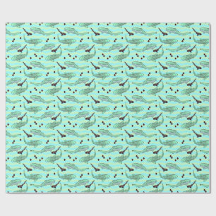 Mint Chocolate Chip Zebra Sharks Wrapping Paper