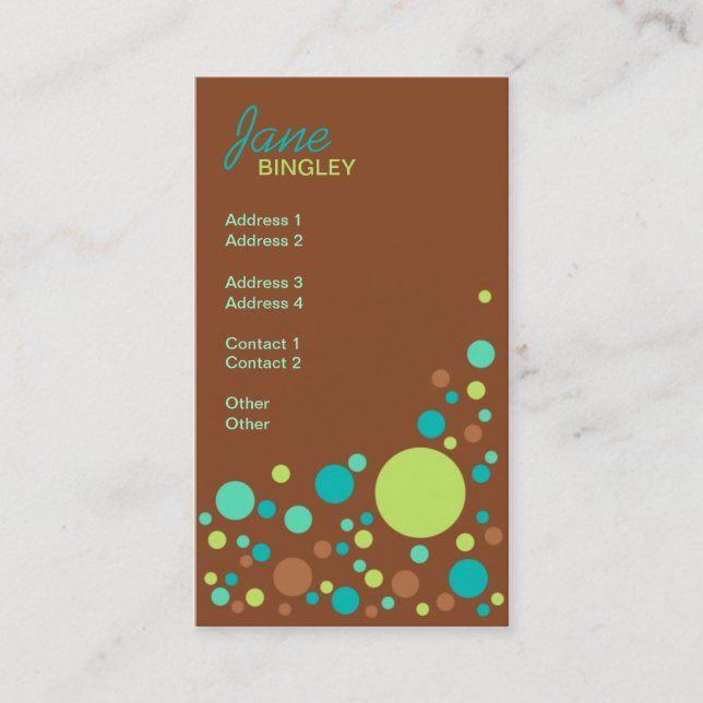 Mint Chocolate Retro Dots Business Card (Front)