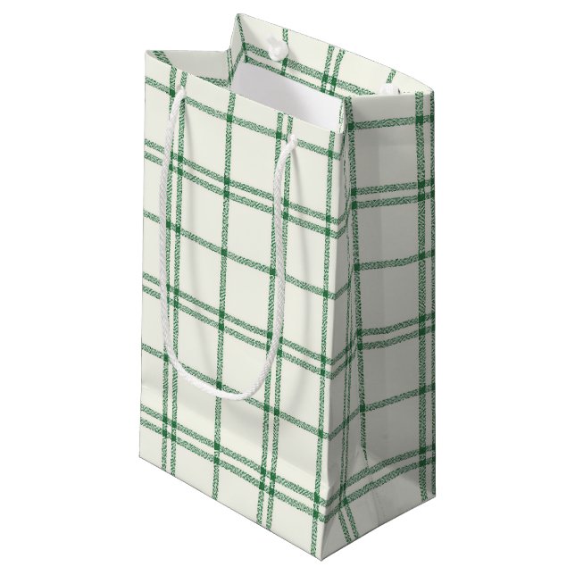 Mint Christmas Plaid Small Gift Bag (Front Angled)