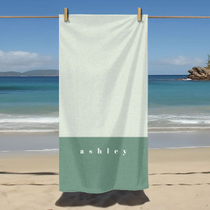 Mint Colour Block Personalised Beach Towel