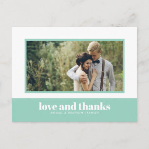 Mint Colour Block Photo Thank You Postcard