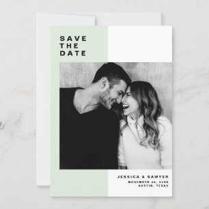 Mint Colour Block with Modern Typography Photo Save The Date