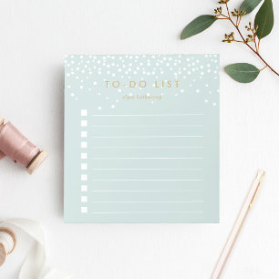 Mint   Confetti Dots Personalised To-Do List Notepad