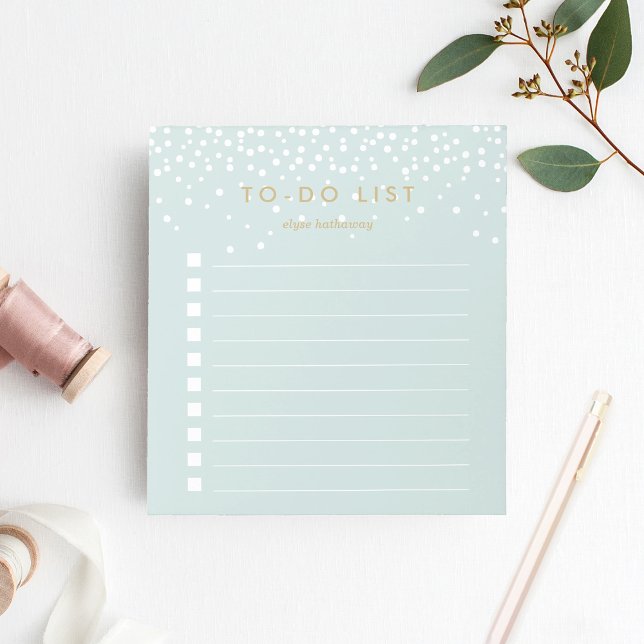 Mint | Confetti Dots Personalised To-Do List Notepad (Creator Uploaded)