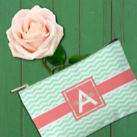 Mint Coral Chevron