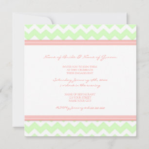 Mint Coral Chevron Engagement Party Invitations