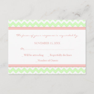 Mint Coral Chevron RSVP Wedding Card