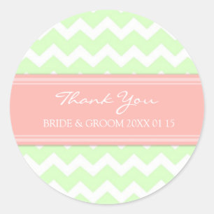 Mint Coral Chevron Thank You Wedding Favour Tags