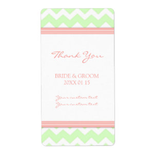 Mint Coral Chevron Wedding Labels