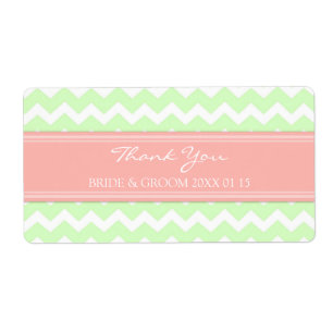 Mint Coral Pink Chevron Wedding Labels