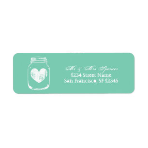 Mint country chic mason jar Return Address labels