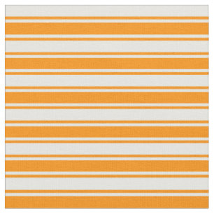 Mint Cream and Dark Orange Coloured Stripes Fabric