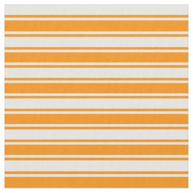 Mint Cream and Dark Orange Coloured Stripes Fabric (Close Up)