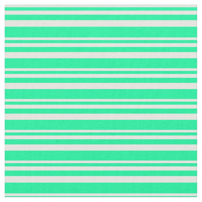 Mint Cream and Green Coloured Lines Fabric (Close Up)