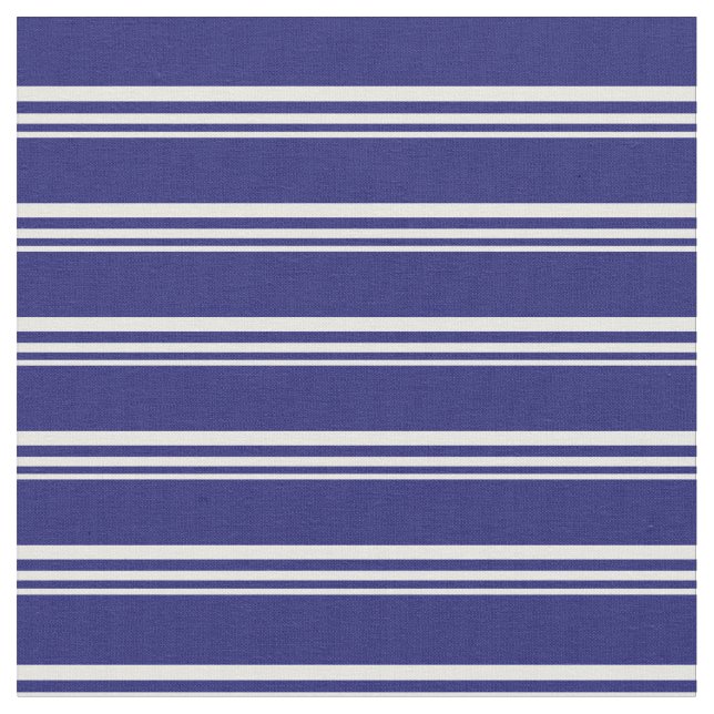 Mint Cream and Midnight Blue Lined Pattern Fabric (Close Up)