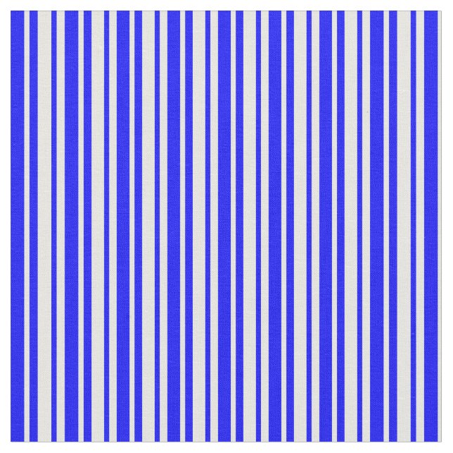 Mint Cream & Blue Coloured Lines/Stripes Pattern Fabric (Close Up)