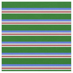 Mint Cream, Brown, Light Grey, Royal Blue & Green Fabric