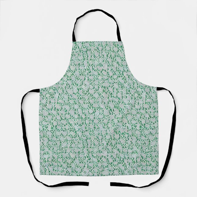 mint cream celadon light green blue grey apron (Front)