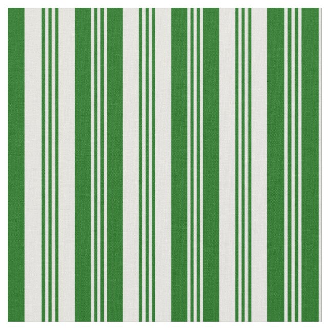 Mint Cream & Dark Green Coloured Striped Pattern Fabric (Close Up)