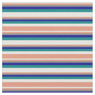 Mint Cream, Dark Salmon, Grey, Dark Blue, and Teal Fabric