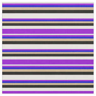 Mint Cream, Dark Violet, Blue, Tan & Black Coloure Fabric