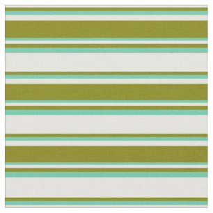 Mint Cream, Green, and Aquamarine Lines Pattern Fabric