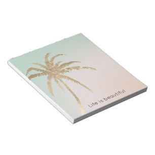 Mint Cream Ombre Tropical Gold Palm Trees          Notepad