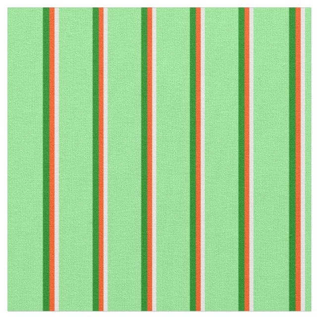 Mint Cream, Red, Green, and Light Green Lines Fabric (Close Up)