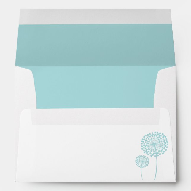 Mint Dandelions Wedding Envelope (Back (Bottom))