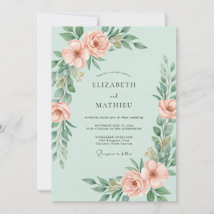 Mint Delicate Spring Wedding Invitation