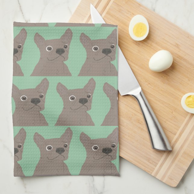 Mint, Dog Tea Towel (Quarter Fold)